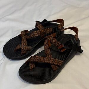 Chaco Z Men's Orange Geometric Vibram Hiking Sandals, size 9